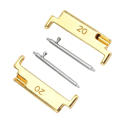 Riuulity Par de Conectores de Correa de Reloj de Metal, Adaptador de Tecnología Avanzada de Galvanoplastia, Correas de Fácil de 20-22 Mm, 2 Barras de Resorte, Pines de Conexión (GOLD)