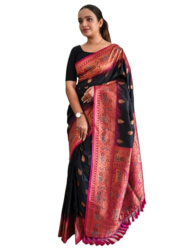 Sari indien traditionnel en soie Meenakari 12418 idéal pour briller lors des mariages et fêtes