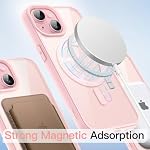 JETech Magnetic Case for iPhone 15 6.1-Inch Compatible with MagSafe, Shockproof Phone Bumper Cover, Solid Color Matte TPU Frame, Anti-Scratch Clear Back (Pink)