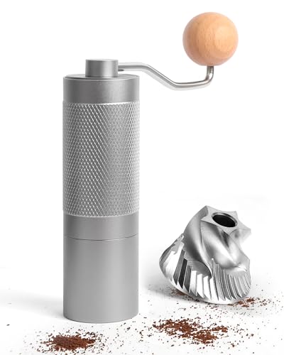 Pro Manual Coffee Grinder Stainless Steel Conical Burr With Adjustable Settings.Portable For Espresso, French press, Pour-over. All-metal, Plastic-free, Perfect For Travel camping
