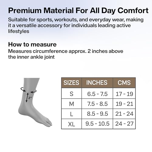 Image of FOVERA Ankle Binder for Ankle Injury Prevention and Protection, Helps in Pain Relief and Recovery, Breathable Nylon Material Super Elastic for Men & Women (Size S, 1 Unit)