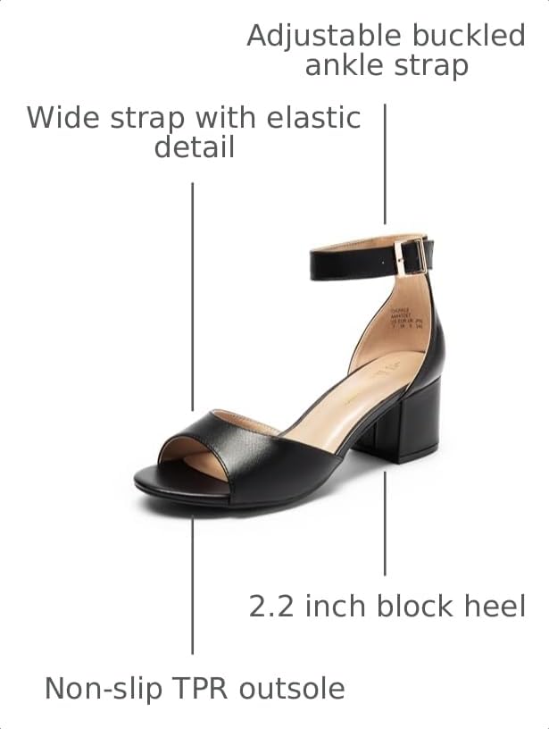 Image of DREAM PAIRS Women's Chunky Heel Sandal | 2.2 inch chunky block heels,open toe with ankle strap buckle, classic comfortable heeled sandals,wedding party dress shoes