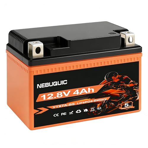 YTX7A-BS Lithium Motorcycle Battery, 12V 4Ah 400CCA LiFePO4 Powersport Replacement Battery for Motorcycle, ATVs, 4 Wheeler, Lawn Mower, Tractor, Jet Ski, Seadoo, Polaris and Generator Battery