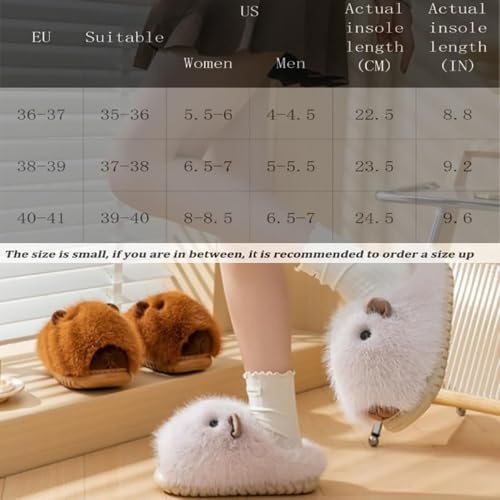 Capybara Slippers for Women Men, Winter Cute Plush Warm Anti-Slip Capybara Shoes for Indoor and Outdoor2