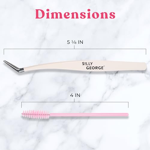 Silly George Ferramenta de colocação de cílios Pop-On + Spoolie - Pinças de extensão de cílios e fer