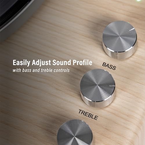 Image of Crosley CR6046A-NASL Stave 2-Speed Bluetooth Record Player Turntable with Built-in Speakers, Natural
