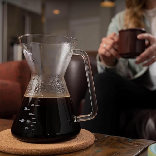 Image of London Sip Glass Pour Over Coffee Carafe Coffee Maker with Reusable Stainless Steel Filter, Ergonomic Handle, and Easy-Pour Spout, 4-Cup (600 mL)