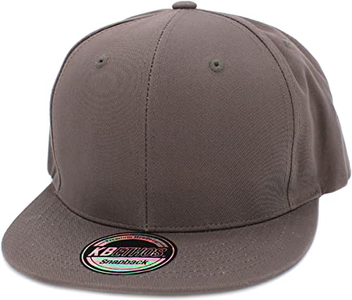 Image of KBETHOS Classic Snapback Hat Blank Cap Underbrim Cotton Wool Blend Flat Visor Adjustable Unisex