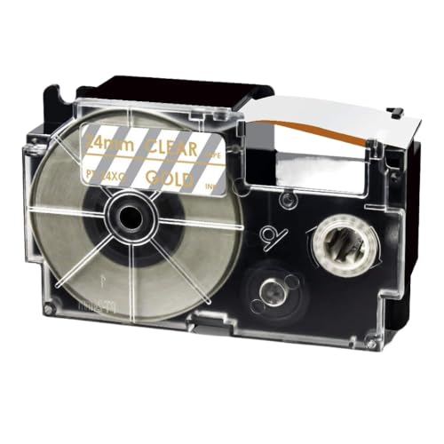 18カラーXR-24X XR-24WE XR-24RD XR-24BU XR-24YW XR-24GN 24MMラベルテープKL-E300 KL-G2 KL-V460互換ラベルメーカー(Gold on Clear)