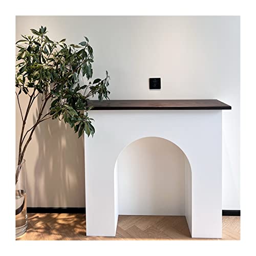 Decorativo Chimenea minimalista de arte moderno con moldura for repisa estufa, aparador pared, armario entrada, decorativo, color blanco(Grande)