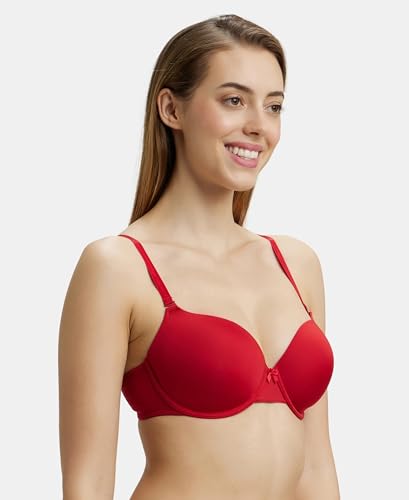 Image of Jockey UL60 Women's Under-Wired Padded Micro Touch Nylon Elastane Stretch Medium Coverage T-Shirt Bra with Detachable Straps