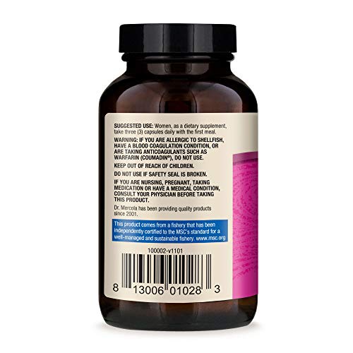 Dr. Mercola Antarctic Krill Oil For Women With Evening Primrose Oil, 90 Servings (270 Capsules),Source Of Omega 3 Fatty Acids, Msc Certified, Non Gmo, Soy-Free, Gluten Free #TOP1