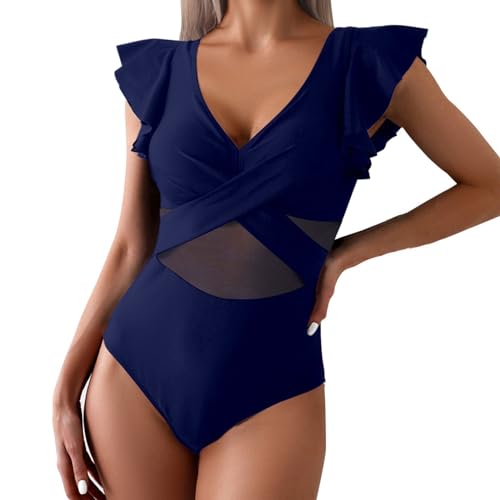 riou 2024 Bañadores Mujer Reductores Natacion V-Cuello Halter Top Bikini Push Up Monokinis Cintura Alta Cross Back Elegante Tallas Grandes para Mujer Bikini Sets Secado Rapido Swimsuit Original