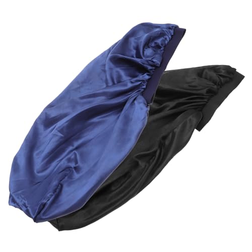 Bonnet de satin pour cheveux Healvian | Lot de 4 caps de nuit bleu cobalt