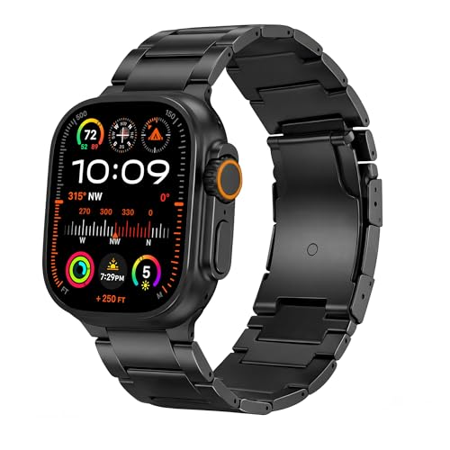 Titanium Watch Band for Apple Watch ULTRA 3/2/1 (49mm) - Adjustable, Secure Clasp, Premium Strap (Black Titanium)