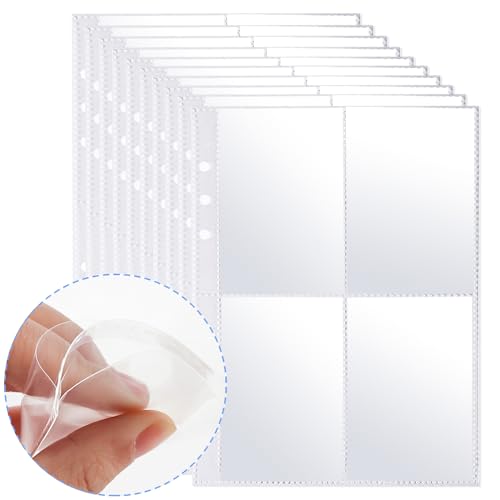 Photocard Sleeves 20 Pack 160 Pockets A5 6 Ring Photocard Binder Holder Kpop Photo Card Binder Sleeves Trading Card Sleeves Clear Double-Sided 4 Pocket Photo Album Pages Game Cards Protector