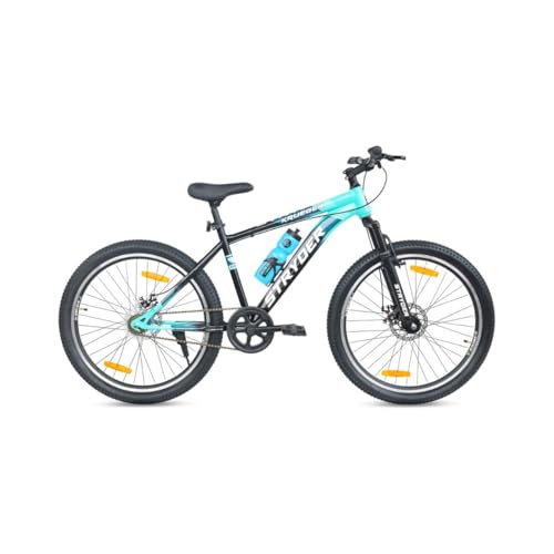 Image of Stryder 26T Krueger Mountain Cycle for Adults |Front Suspension | Dual Disc Brakes | Welded Steel Frame | Double Wall Alloy Rims | Unisex Bicycle (90% Assembled) (Teal::Green)