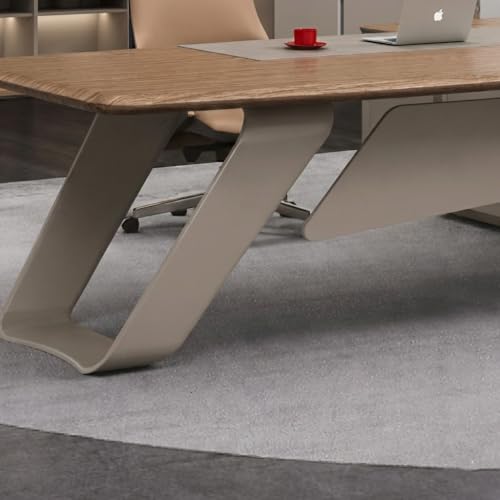 Image of Lakdi The Furniture Co Luxury Modern Executive Director Table with Curved Base, Integrated Side Storage & Wooden Top - Premium Office Furniture - LDL-772