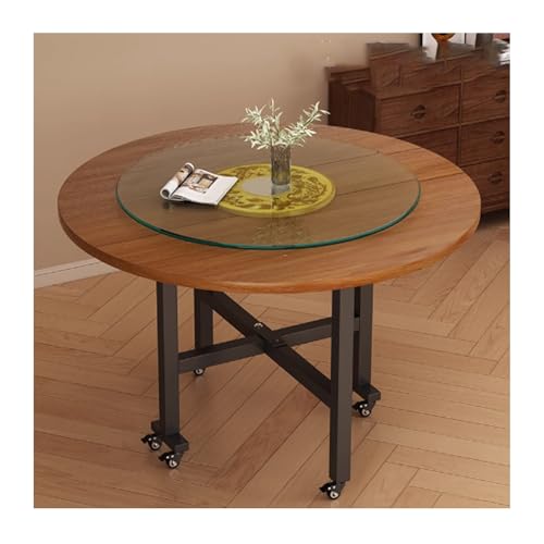 Mesa de comedor plegable con ruedas, ahorro de espacio y diseño estable portátil para sala de estar y casa de campo, 140 cm, color blanco, perfecta para niños y entretenimiento