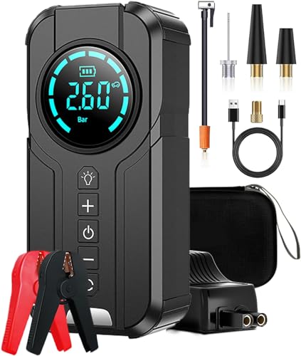IYUESQ Arrancador de batería portátil para Coche de 10 000 mAh con compresor de Aire, arrancador de batería para Coche (5,0 L de Gasolina/3,0 L de diésel), Caja de Arranque de batería de