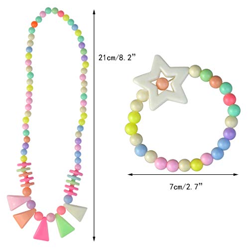 image for obmwang 20Pcs Princess Necklace Bracelet Set, Teenager Costume Jewelry