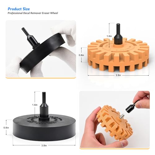 EHDIS Folienradierer Kit, mit Adapter, 250 mm & 88 mm Folienradierer und Kunststoff Schaber, zum Professionellen Entfernen ​von Folien und Kleberesten am Fahrzeug, Auto oder Motorrad