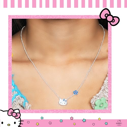 SALLY ROSE Sanrio Hello Kitty Birthstone Necklace 18" - Silver Plated Hello Kitty Necklace with Birthstone Officially Licensed2