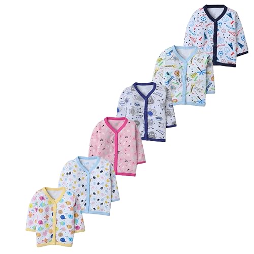 Image of Baby Boys' & Baby Girls' T-Shirt Hosiery Cotton Clothing Full Sleeve Jhabla /Vest Front Open T- Shirt with Snap Buttons