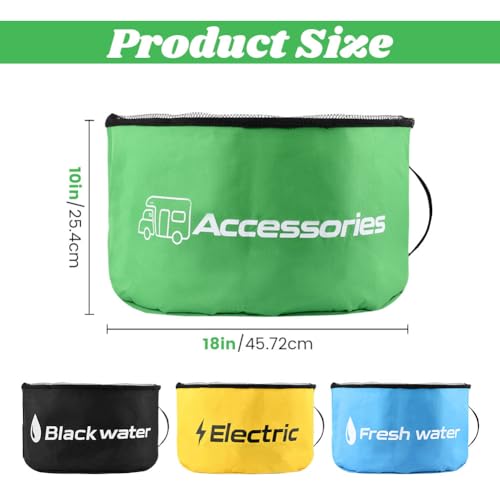Image of 4 Pack RV Hose Storage Bag, Waterproof RV Sewer Hose Storage with 4 Straps, Camper Accessories Inside Organizer for Fresh Water Hoses Electrical Cords