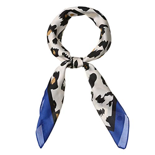 Allegra K 70cm Large Leopard Print Square Scarves Silk Like Kerchief Neck Head Scarf Neckerchief