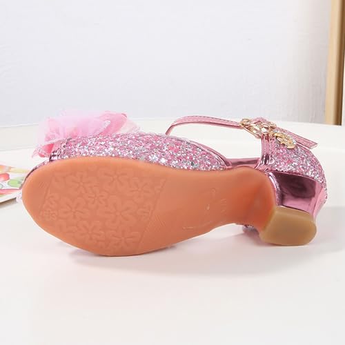 IWIHMIV Little Girls Princess Shoes Glittler Bow Dress Shoes for Gilrs Low Heels for Parties and Holiday Celebrations2