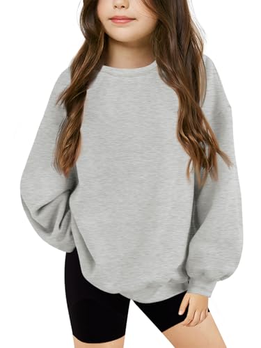 haloumoning girls oversized crewneck sweatshirts kids fashion fleece drop shoulder pullover 5-14 years