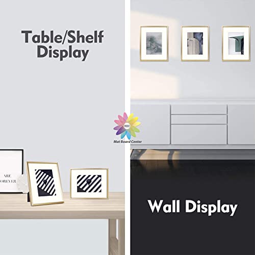 Mat Board Center, 8X10 Aluminum Picture Frame - Displays 5X7 With Mat And 8X10 Without Mat - Horizontal And Vertical For Tabletop Wall Mounting Metal Photo Frame (Gold, 2-Pack) #TOP5