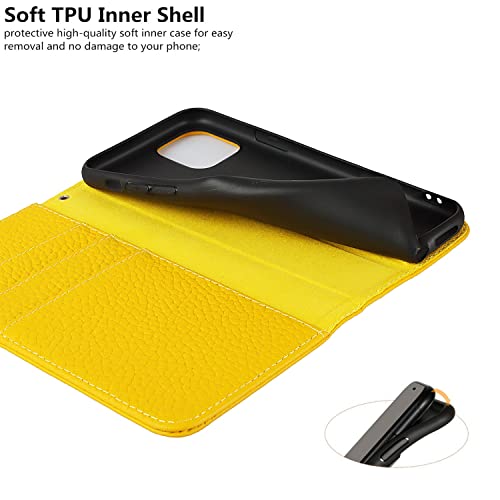 Étui iPhone 11 Pro Max en cuir véritable jaune avec protection RFID chic - 7