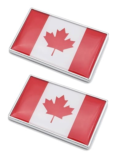 Image of 2 Pcs 3D Canada Canadian Flag Metal Car Stickers Chrome Decals,2.3 x 1.6 Inch Metal Truck Stickers,Patriotic Car Motorcycle Emblem.