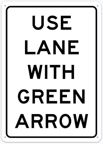 8"x12" Tin Metal Sign - Use Lane With Green Arrow - Decorative Wall Sign For Home, Gate, Garden, Bars, Restaurants