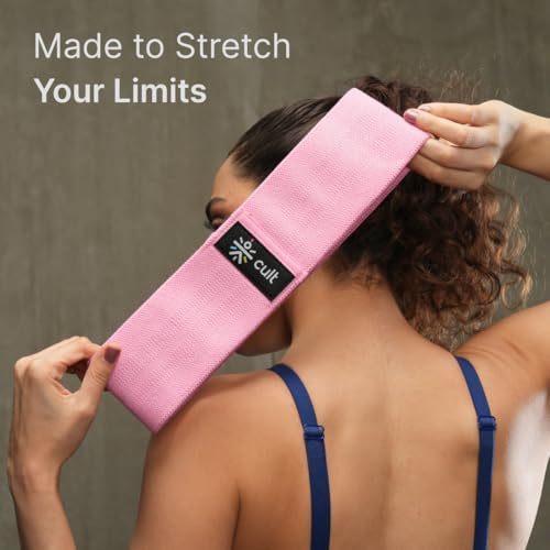 Image of Cult Hip Resistance Bands for Workout - Pack of 3 (Pink, Purple & Green) | Non-Slip Fabric Exercise Bands for Women & Men | Heavy Duty Glute, Thigh & Leg Bands | Up to 50 LBS Resistance