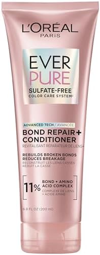 L'Oreal Paris Sulfate Free Bond Repair+ Conditioner, Hair Conditioner with Bond + Amino Acid Complex, Strengthens and Repairs Damaged or Color Treated Hair, EverPure, 6.8 Fl Oz (Packaging May Vary)