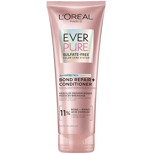 L'Oreal Paris Sulfate Free Bond Repair+ Conditioner, Hair Conditioner with Bond + Amino Acid Complex, Strengthens and Repairs Damaged or Color Treated Hair, EverPure, 6.8 Fl Oz (Packaging May Vary)