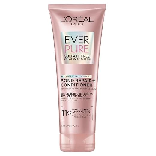 L'Oreal Paris Sulfate Free Bond Repair+ Conditioner, Hair Conditioner with Bond + Amino Acid Complex, Strengthens and Repairs Damaged or Color Treated Hair, EverPure, 6.8 Fl Oz (Packaging May Vary)