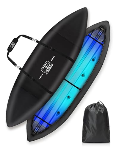 Image of OCEANBROAD Kayak Cover(Non-Fishing) UV&Water-Resistant for Outdoor Storage | 600D Black with Strap, For 9.3-10.5ft x 34in, UPF 50+, Water-Resistant, UV-Resistant, Outdoor Storage, Kayak Accessories