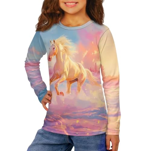 Image of Kids Long Sleeve Shirts for Girls 3-16 Year Old Cute Clothes for Teen Girls Casual Workout Tops
