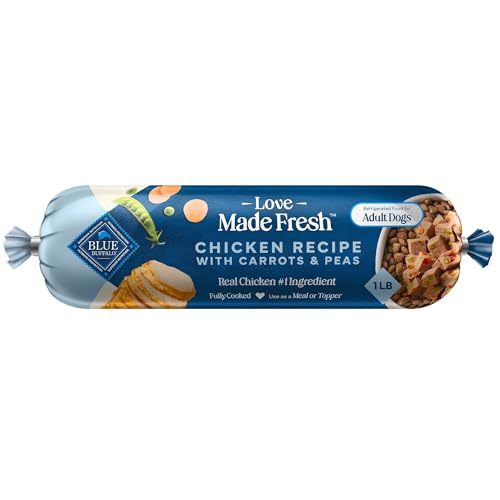 Blue Buffalo Love Made Fresh Natural Adult Dog Food, Refrigerated, Chicken with Carrots and Peas, Fresh Dog Food, Ready-to-Serve, 1-lb Roll