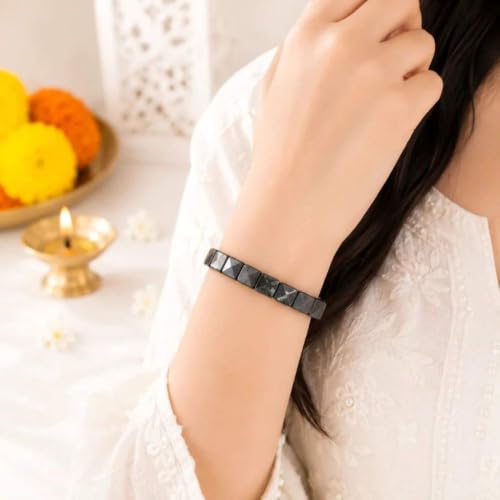 Image of Raw Pyrite Bracelet for Men & Women | Natural Pyrite Stone Stretch Beaded Bracelet | Handmade Unisex Crystal Bracelet for Meditation, Yoga & Daily Wear
