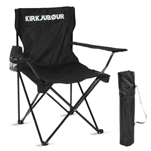 Kirkjub&oslash;ur&reg; Nj&ouml;rd Campingstuhl Outdoor Faltbarer, Leichter Klappstuhl ideal f&uuml;r Amgeln Festivals Garten Camping und Balkon (Schwarz)