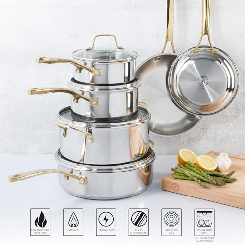 Martha Stewart Castelle 10 Piece 18/8 Durable Stainless Steel Induction Safe ...