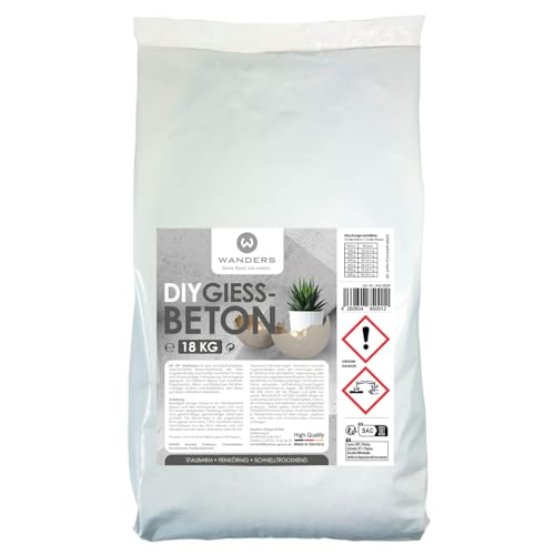 Wanders24 Bastelbeton zum Gießen - 18 kg - Beton für Kreative - Bastel Beton - Beton Deko - Beton wetterfest - Made in Germany