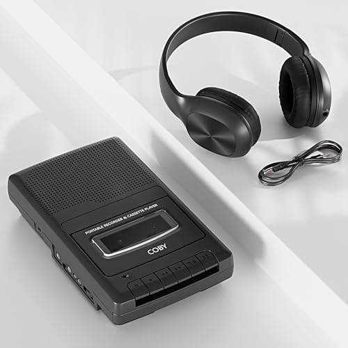 Image of Coby Portable Cassette Player & Recorder with Over-Ear Headphones, Built-in Microphone, One-Touch Recording, Automatic Stop, Carry Handle - Tape Playback & Voice Recording