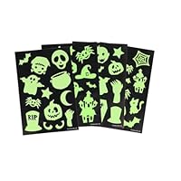 Storm&Lighthouse Halloween Glow in The Dark Stickers 48pcs Mini Halloween Stickers for Kids 4 Sheets Trick or Treat Arts and Crafts for Kids Halloween Party Bag Boo Basket
