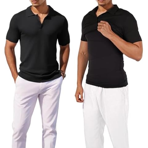 Susclude Shapewear Polo Shirts for Men Short Sleeve Compression Shirt Men Mens Slimming Undershirt Black Cover